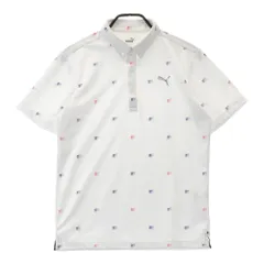 サイズ：M PUMA GOLF プーマゴルフ  半袖ポロシャツ ボタンダウン 総柄 ホワイト系 [240101550884] ゴルフウェア メンズ ストスト