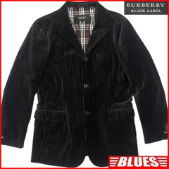 BURBERRY BLACK LABEL バーバリーブラックレーベル テーラードジャケット L ノバチェック ベロア 廃盤 ブレザー ストライプ メンズ 黒 ブラック テーラードジャケット_サイズL一覧←SEULB屋着古← TY4125
