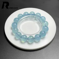 【限定1個】夢色 EU製 ★ROBEAN・ブルーアクアマリン★パワーストーン ブレスレット 天然石 原石 綺麗 お守り プレゼント1 14.4-14.8mm D1117080