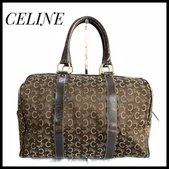【廃盤品】　ボストンバッグ セリーヌ　オールドセリーヌ　C マカダム　バッグ　かばん　鞄　ユニセックス　男女兼用　ヴィンテージ　ブラウン　訳あり　旅行用　旅　大きめ　キャンバス　レザー
