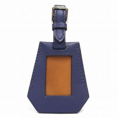 극미품 헤르메스 HERMES 보 스위프트 가죽 네임 태그 러기지 태그 가방 태그 액세서리 아카이브 블루 앵클/브라운 맨즈 레이디스 유니섹스 ◇11