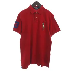 ポロ バイ ラルフローレン Polo by Ralph Lauren カスタムフィット ポロシャツ半袖 ビッグポニー コットン 赤 レッド L ■ECT
