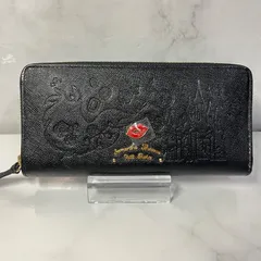 Samantha Thavasa Petit Choice サマンサタバサ プチチョイス　ラウンドファスナー長財布　ディズニー　マレフィセント　ブラック　レザー　型押し