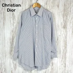 Christian Dior クリスチャンディオール ストライプ 総柄 長袖 ビジネス シャツ ブルー
