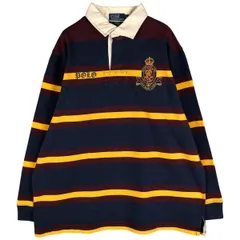 古着 ラルフローレン Ralph Lauren POLO by Ralph Lauren ボーダー柄 長袖 ラガーシャツ メンズXL相当/eaa601152