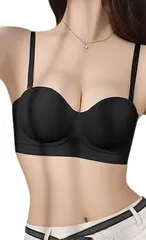 [Rainbow Nexus] チューブトップ 2way スタイルアップブラ ストラップレス 2way 落ちにくい ブラック 80 M-L 夏服 透ける服 最適 オフショル ワンピース