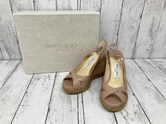 JIMMY CHOO ウェッジソール サンダル ピンクベージュ 37 - メルカリ