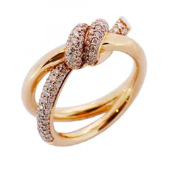 ★SALE【5jmb0938】ティファニー リング ノット/ダブルロウ K18PG ピンクゴールド ダイヤモンド 0.31ct 9.5号【中古】レディース