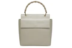 極美品 GUCCI グッチ バンブー ハンドバッグ 1886 ウッドハンドル アイボリー レザー スウェード ゴールド金具 中古 4b008673