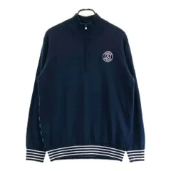 サイズ：L AND PER SE アンパスィ  裏地付 ハーフジップ ニットセーター バックボーダー柄 ネイビー系 [240101418184] ゴルフウェア メンズ ストスト