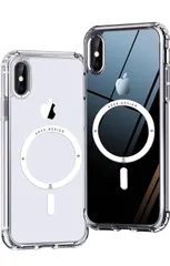 ONES HD超透明 iPhone Xs X 超強磁性MagSafe対応 ハードケース 米軍MIL規格 エアバッグ 超耐衝撃 レンズ保護 画面保護 「 高靭性強化PC保護板 ✚ 高弾性衝撃吸収·シリコンバンパー 」 Qiワイヤレス充電