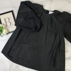 鑑定済み【 新品未使用 】ユナイテッドアローズ 《 シアースリーブ コンビ ブラウス 》 1521-162-1453 ブラック コットン ポリエステル シャツ 袖一部 透け感あり