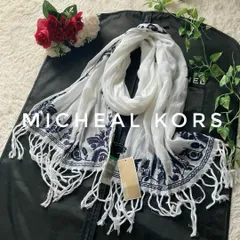 タグ付き！マイケルコース　綿麻　エンブロイダリー大判ストール　ホワイト　春夏向け　MICHEAL KORS