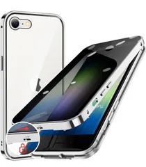 【覗き見防止・自動ポップアップボタン】 iPhone SE3 用 ケース 第3世代 2022 iPhone SE2 8 7 用 カバー【ロック付き】【ストラップホール付き】 両面9H強化ガラス 耐衝撃 アルミ バンパー