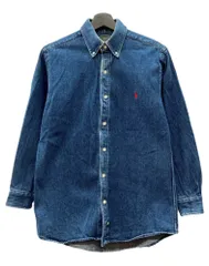 ラルフローレン RalphLauren POLO COUNTRY 90s BUTTONDOWN DENIM SHIRT ボタンダウン デニム シャツ 長袖 インディゴ 青 長袖シャツ ロゴ ブルー Sサイズ 104MT-2263