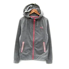 プーマ PUMA ジャケット パーカー ミドル丈 ロゴ刺繍 ジップアップ L グレー /SY31
