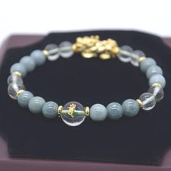 天然石 藍水本翡翠（A）狐札のブレスレット（番号A5348） - メルカリ