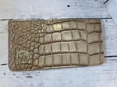 極美品A.D.M.J×earコラボ クロコ型押し スリムウォレット ライトピンク