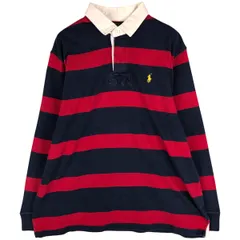 古着 ラルフローレン Ralph Lauren POLO by Ralph Lauren ボーダー柄 長袖 ラガーシャツ メンズL相当/eaa601144