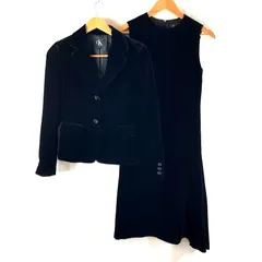 カルバンクライン Calvin Klein セットアップ ジャケット ノースリーブワンピース ロング ベロア生地 黒 2サイズ 948769
