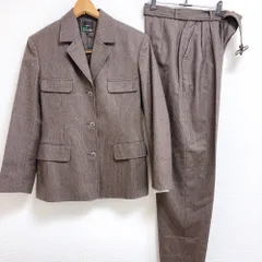 エンスウィート ensuite セットアップ パンツスーツ ベルト付き ストライプ ブラウン 11サイズ 973111