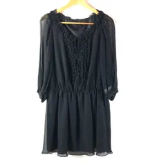 ジルスチュアート JILL STUART ワンピース 膝丈 フリル 袖シースルー リボンデザイン ブラック 4サイズ 974977