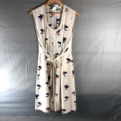  マークバイマークジェイコブス Marc by Marc Jacobs ワンピース ノースリーブ とり 腰リボン ボタン 裏地付き シルク100％ 白 Sサイズ 978752