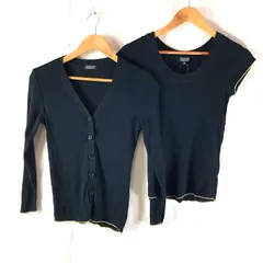 ソニアリキエル SONIA RYKIEL アンサンブル カーディガン 半袖ニット 綿100％ 黒 40サイズ 978770