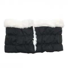 【超美品】アディダス リバーシブル中綿ネックウォーマー 黒 ロゴ 裏白ファー OSFW(FREE)  ゴルフウェア adidas