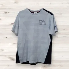 F0275 フィラ FILA Tシャツ 半袖 カットソー (M) グレー プリントロゴ文字 ワンポイント