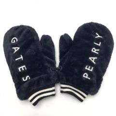 [Excellent Condition] Pearly Gates Women's Golf Mittens, Navy x White, Faux Fur, Pair