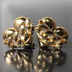 NINA RICCI ニナリッチ イヤリング ゴールドカラー 総重量約11g ハート型 チェーン模様 クリップ式 レディースアクセサリー■S105