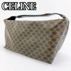H-129 CELINE セリーヌ　ハンドバッグ　バニティバッグ　黒マカダム　ゴールド金具 アクセサリーポーチ