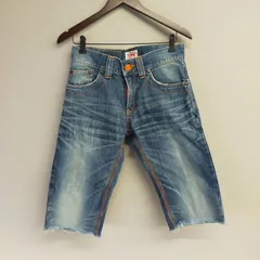 M11111 EDWIN エドウィン ストレートデニム 403XVS ハーフパンツ ハーフデニム ヴィンテージ加工 オレンジ サイズ28 M メンズ 日本製