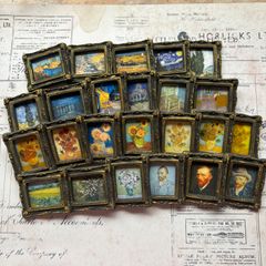 1】ミニチュアフレーム ヴィンテージ切手風 植物図鑑 ブラック - メルカリ