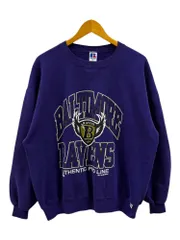 RUSSELL ATHLETIC (ラッセルアスレティック) プリントスエット トレーナー USA製 80S 90S 裏起毛 前V 古着 ビンテージ Baltimore Ravens ボルチモア レイブンズ XL パープル メンズ/078
