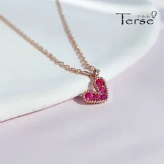 Terse  ネックレス ペンダント 5粒のジルコニア ピンクゴールドチェーン レディース ハート レッド ルビーカラー 赤 ミニ 可愛い キュート お出かけ パーティー デート 普段使い プレゼントネックレス sn0021apg 7月誕生石