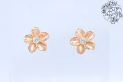 ピアス　プルメリア　キュービックジルコニア　スターリングシルバー　ピンクゴールド　ハワイアンジュエリー　ハワジュ　PSE180CZP