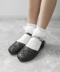 軽量！ きらきらグリッターパンプス　ブラック　/キッズフォーマルシューズ DTP1728k