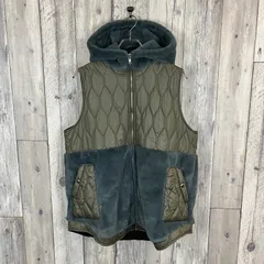 BITTOKO ビットコ H23918-1 フーディー キルティング ファー ボア 切り替え ジップアップ ベスト ジャケット レディース 38 サイズ