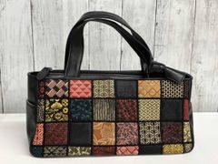 秋名バラ 大島紬 ×本革 着物リメイク トートバッグ 和装バッグ