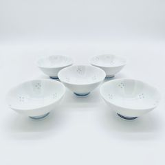 有田焼 菊峰窯 蛍手 茶漬揃 茶碗5客セット 木箱入 昭和レトロ 特選