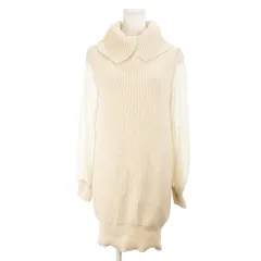 スナイデル snidel ワンピース ニット ミニ オフタートル 長袖 シアースリーブ 切替 F ベージュ /AH8