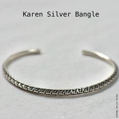 最終値下げ カレンシルバー ハンドメイド フェザー バングル b-6