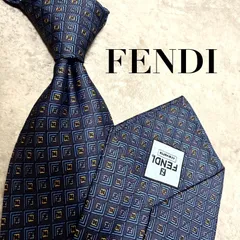 【✨美品✨】FENDI フェンディ ネクタイ ズッカ ネイビー FF柄 格子柄