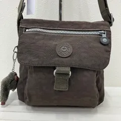 6527　KIPLING キプリング　ショルダーバッグ　ブラウン　無地　レディース　チャーム付き　モンキー　ゴリラ　軽量　カジュアル　シンプル　ポケット多数　小さめ　ミニ