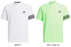 アディダス adidas ゴルフ スリーストライプス メッシュベントモック メンズ トップス ウェア ゴルフウェア ポロシャツ 半袖 ラインシャツ モックネック 半袖シャツ 吸湿性 快適  IKK67 IN9053 グリーンスパーク