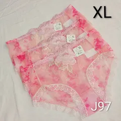 (J97)【LL 3枚】レディースショーツ 際レース まとめ売り 下着 XL