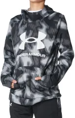 アンダーアーマー UNDER ARMOUR フリース プリント ビッグロゴ FD アンダーアーマー パーカー スウェット 上着 スポーツ 運動 部活 練習 試合  1381173 001 BLACK/WHITE