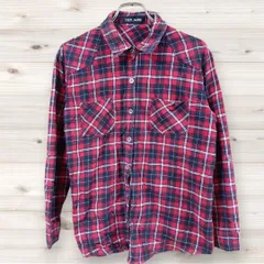 F0288 セシルマクビー CECIL McBEE 長袖シャツ (M) 赤 チェック 総柄 綿/コットン レギュラーカラー